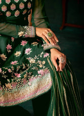 Viscous Bemberg Georgette Salwar Suit in Green Colour